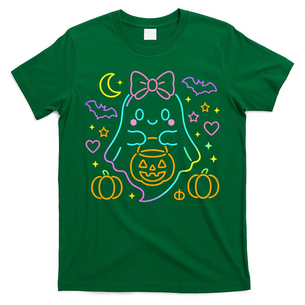 Cute Neon Ghost Halloween Oversized T-Shirt