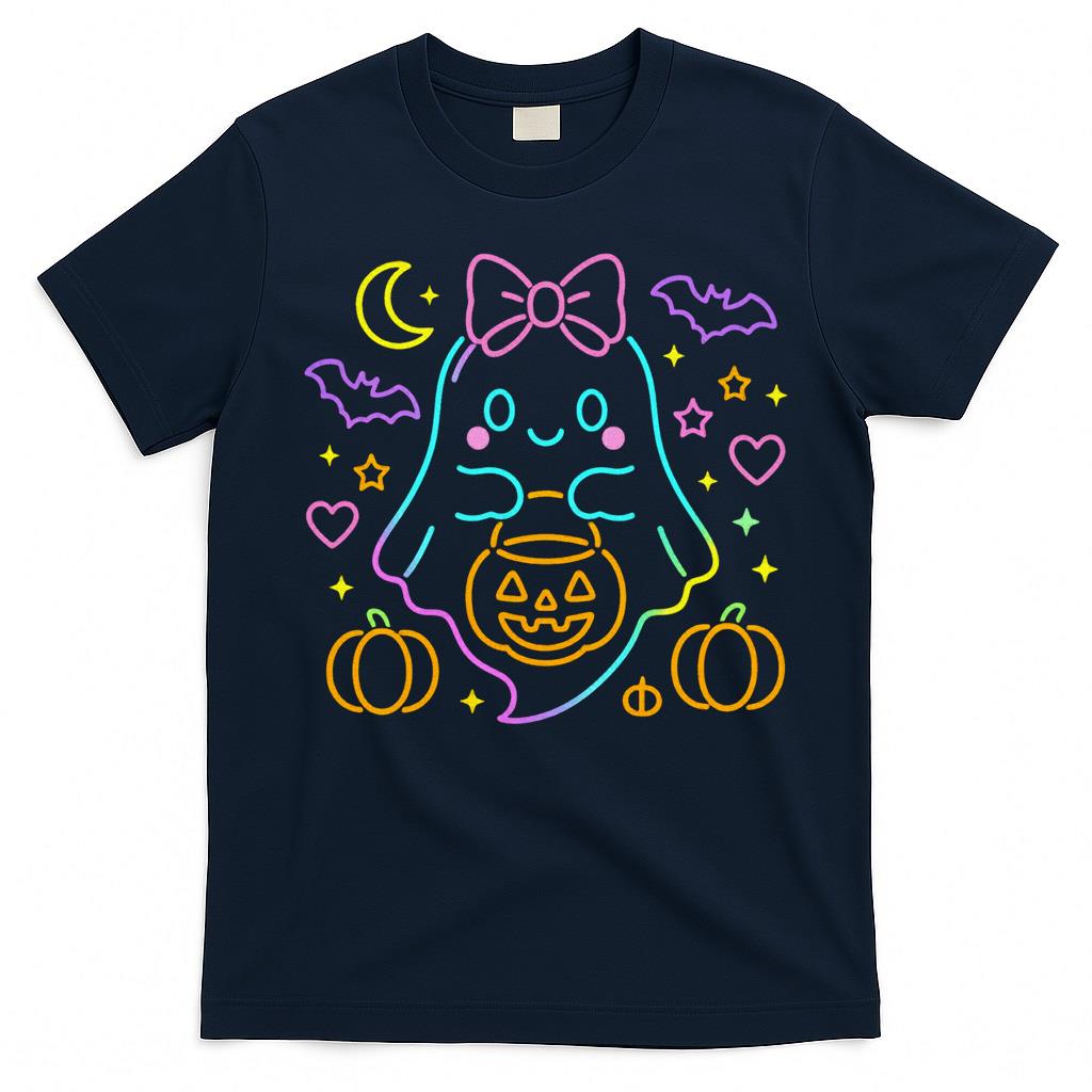 Cute Neon Ghost Halloween Oversized T-Shirt