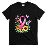 Hummingbird Sunflower Pink Ribbon Breast Cancer Awareness T-Shirt