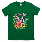 Hummingbird Sunflower Pink Ribbon Breast Cancer Awareness T-Shirt