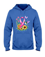 Hummingbird Sunflower Pink Ribbon Breast Cancer Awareness T-Shirt