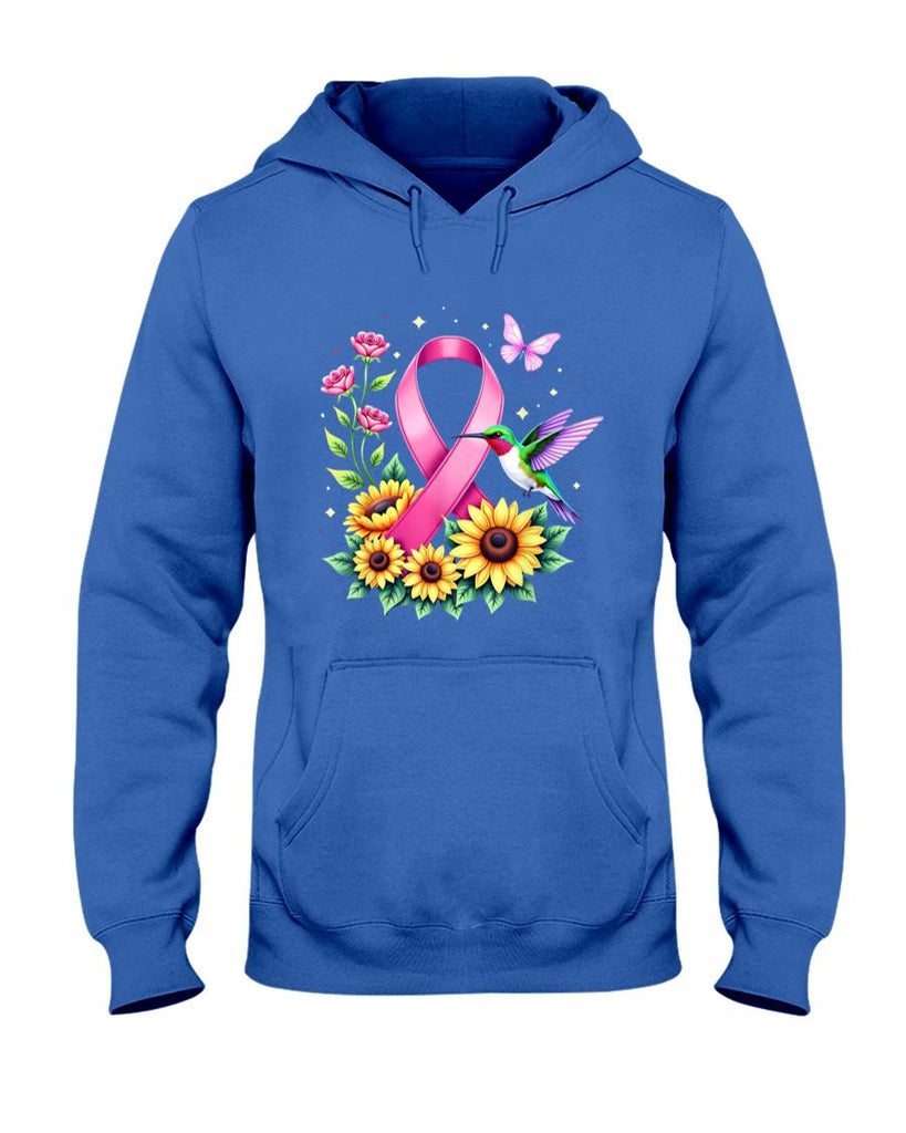 Hummingbird Sunflower Pink Ribbon Breast Cancer Awareness T-Shirt