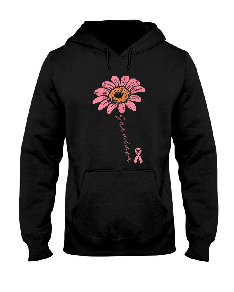 Sunflower Pink Ribbon Breast Cancer Survivor Awareness Women T-Shirt