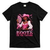 Boots On The Ground Pink Cowgirl Breast Cancer Western T-Shirt