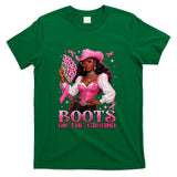 Boots On The Ground Pink Cowgirl Breast Cancer Western T-Shirt