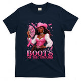 Boots On The Ground Pink Cowgirl Breast Cancer Western T-Shirt