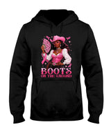 Boots On The Ground Pink Cowgirl Breast Cancer Western T-Shirt