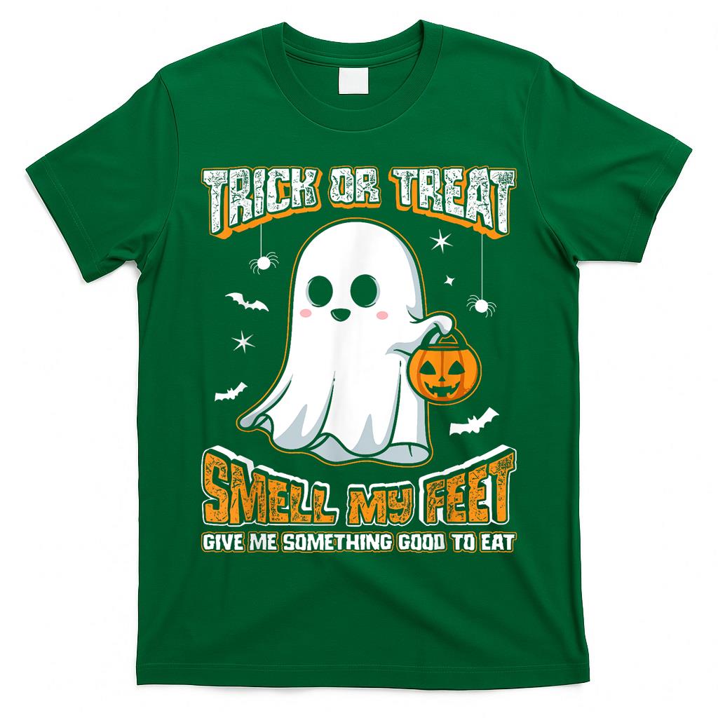 Trick Or Treat Smell My Feet Cute Ghost Funny Halloween T-Shirt