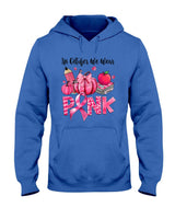 In October We Wear Pink Apple Teacher Pumpkin Breast Cancer T-Shirt