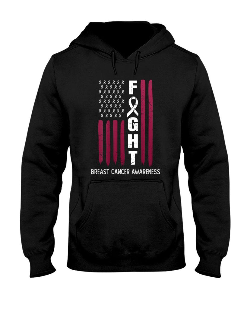 USA Pink Flag Breast Cancer Awareness Month - On Back T-Shirt