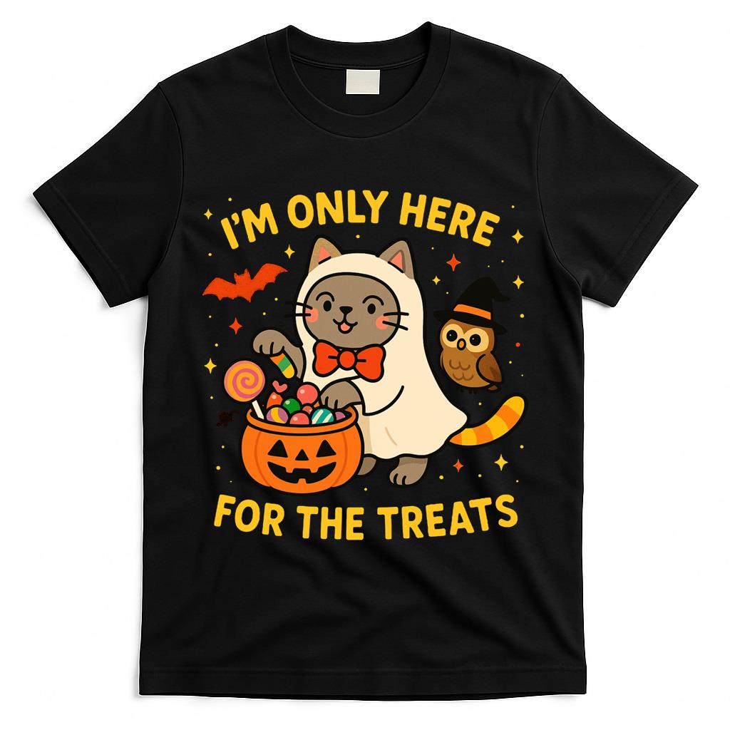 Sweet Haunting Kitty Costume with Trick or Treat Pumpkin Long Sleeve T-Shirt