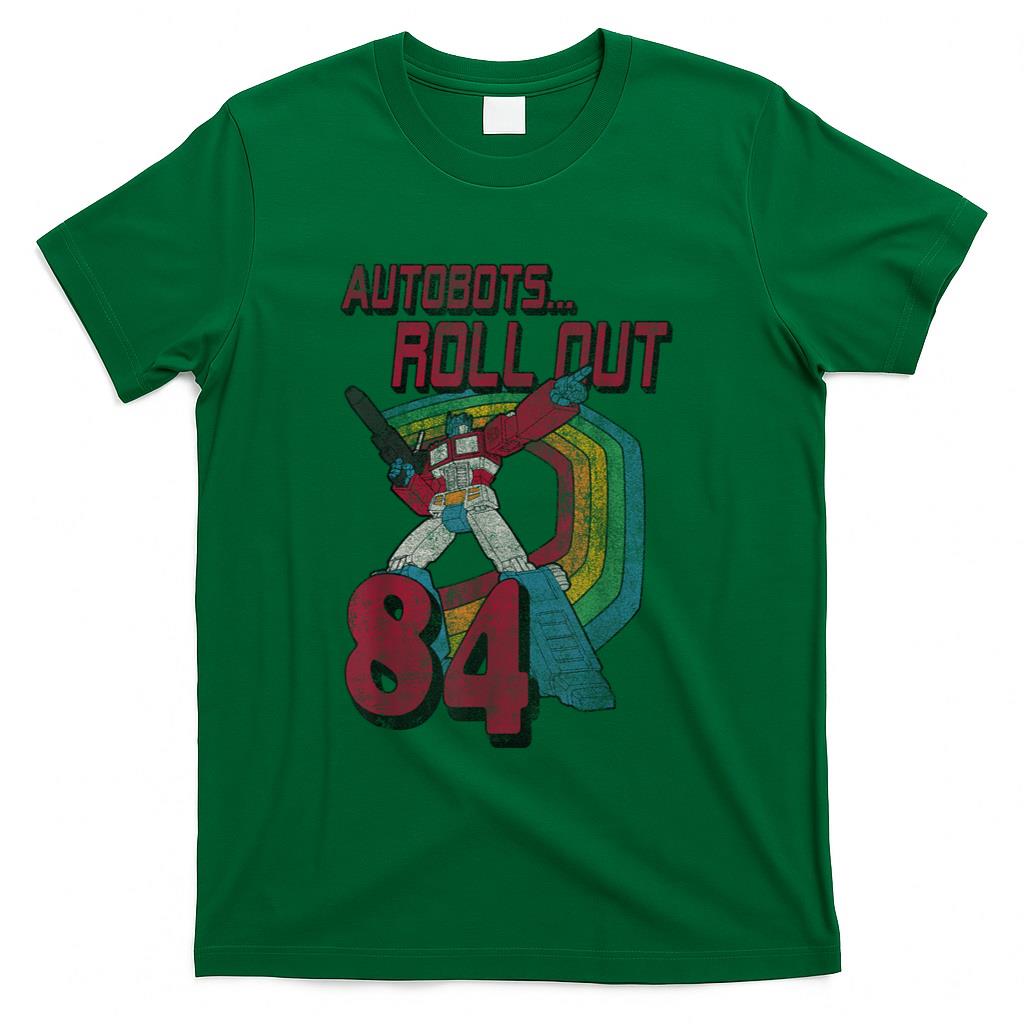 Retro Nostalgia - Transformers Autobots Retro Roll Out 84 Rainbow Stripe T-Shirt
