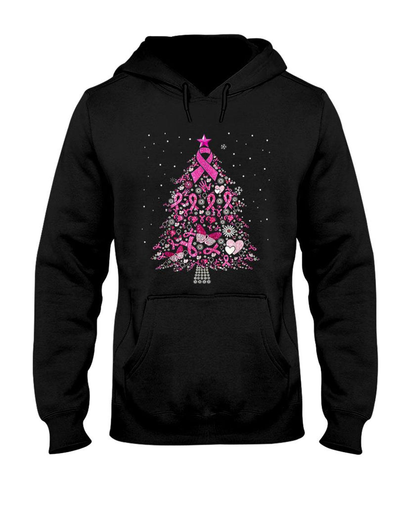Breast Cancer Christmas Tree Snowflakes Ornament Decoration T-Shirt