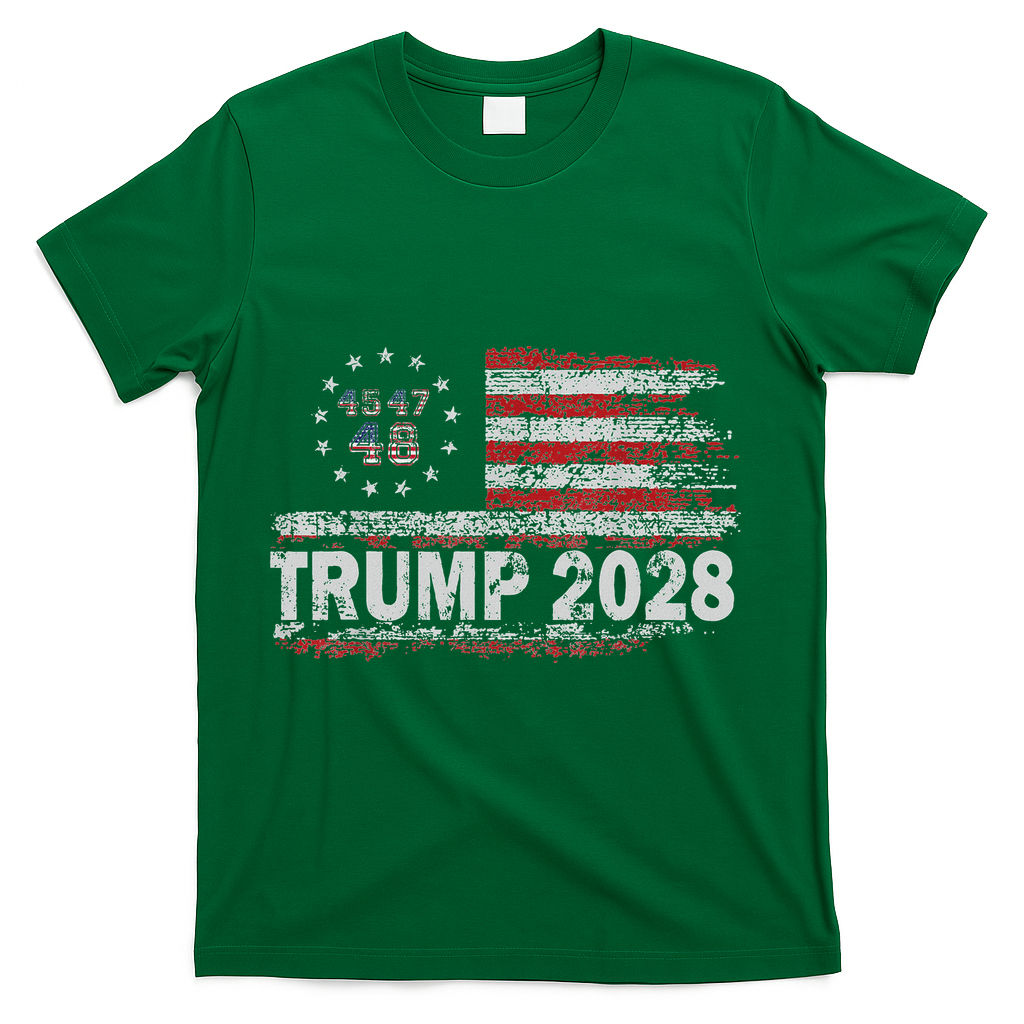 45 47 48 Donald Trump 2028 American Flag Election Vintage T-Shirt - Green