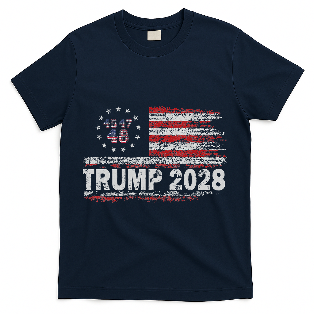 45 47 48 Donald Trump 2028 American Flag Election Vintage T-Shirt - Navy