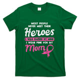 Raised By My Heroe Pink For Mom Breast Cancer Awareness Son T-Shirt