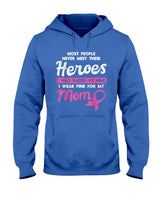 Raised By My Heroe Pink For Mom Breast Cancer Awareness Son T-Shirt