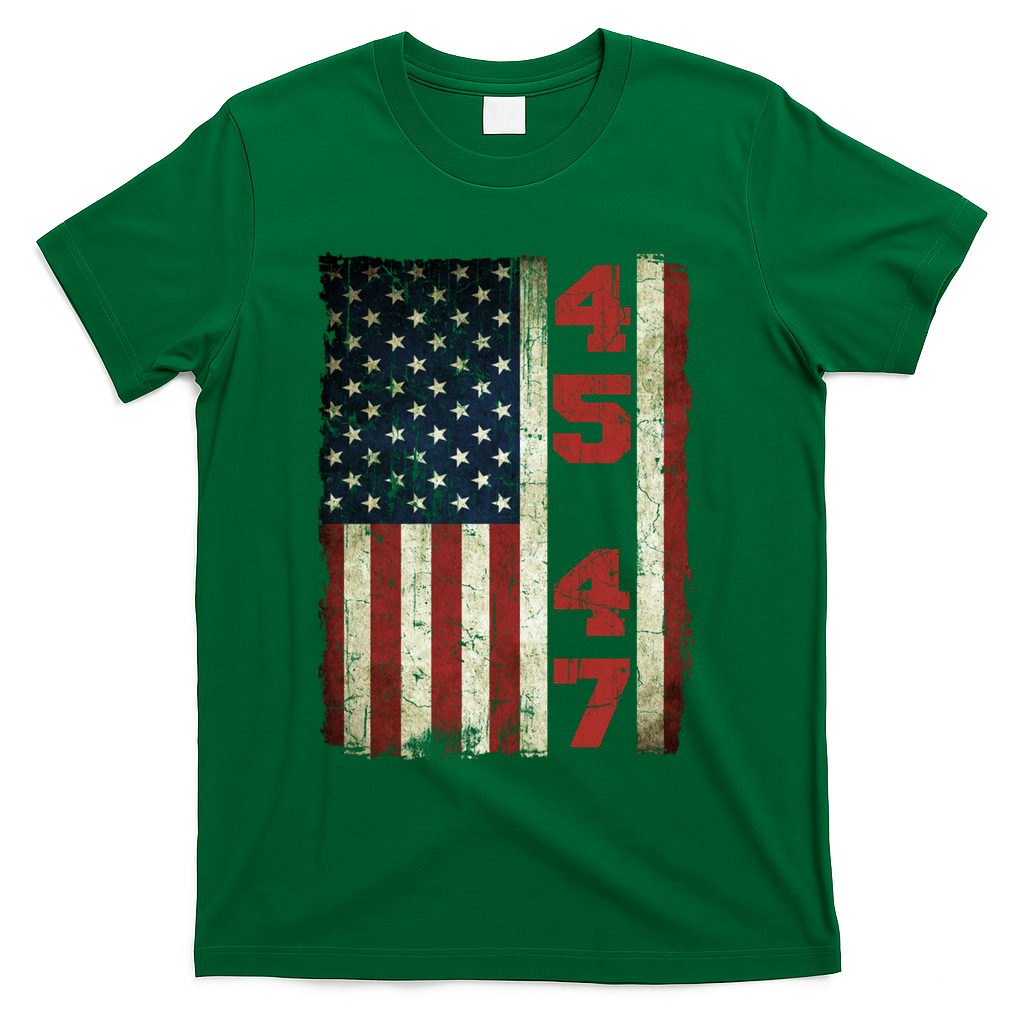 45 47 Trump Vintage Usa Flag 2024 President Election Politic T-Shirt - Green
