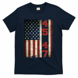 45 47 Trump Vintage Usa Flag 2024 President Election Politic T-Shirt - Navy