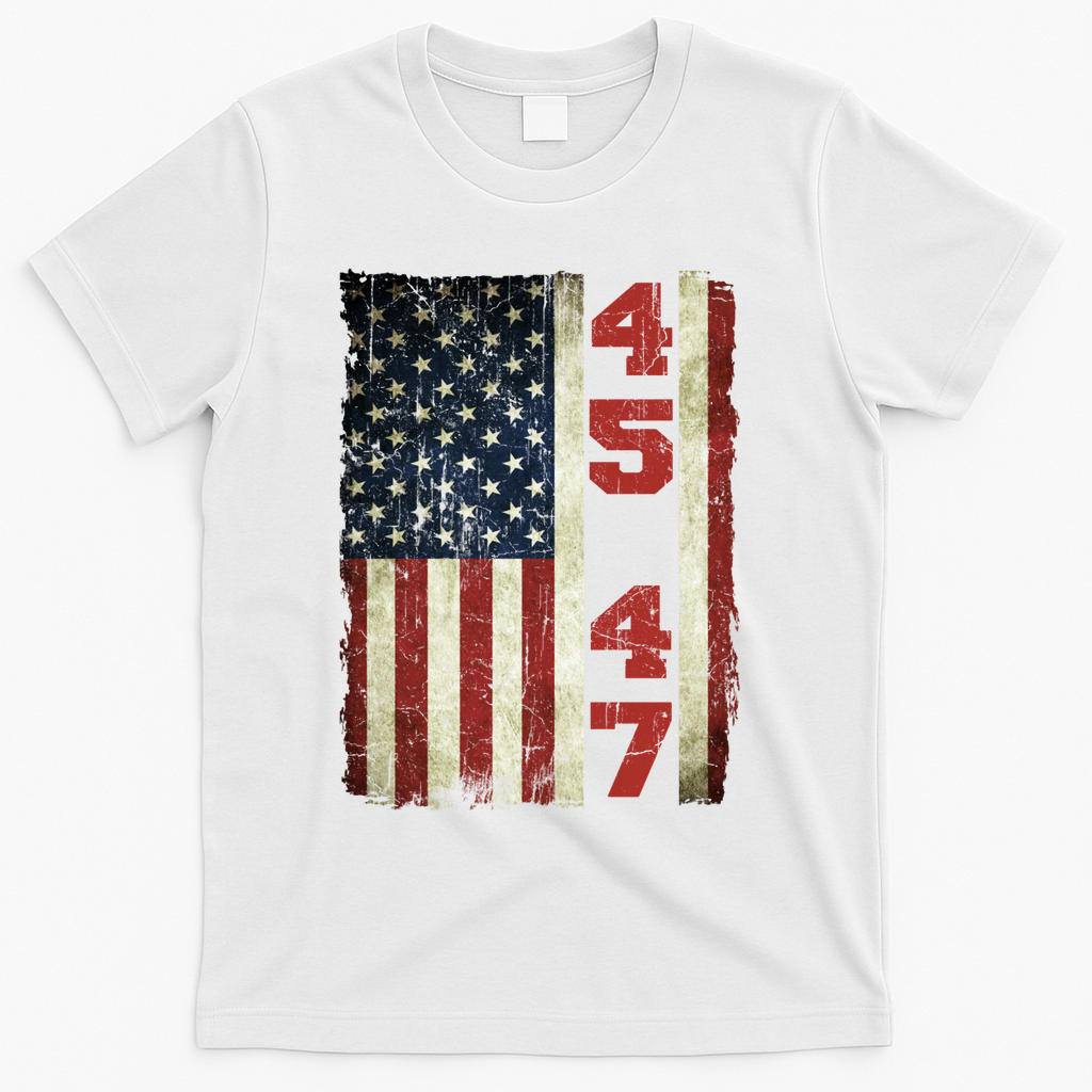45 47 Trump Vintage Usa Flag 2024 President Election Politic T-Shirt - White