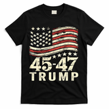 45 47 Usa Flag Trump Inauguration Day 2025 T-Shirt - Black