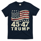 45 47 Usa Flag Trump Inauguration Day 2025 T-Shirt - Navy
