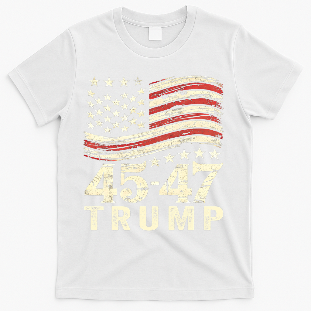 45 47 Usa Flag Trump Inauguration Day 2025 T-Shirt - White
