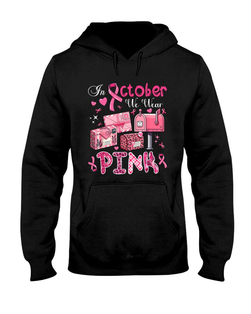 October We Wear Pink Breast Cancer Awareness Postal Worker T-Shirt