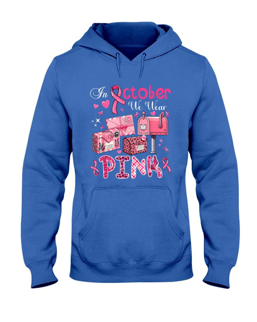 October We Wear Pink Breast Cancer Awareness Postal Worker T-Shirt