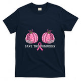 Funny Save The Pumpkins Breast Cancer Awareness Pink Ribbon T-Shirt