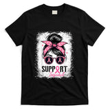 Support Squad Messy Bun Pink Warrior Breast Cancer Awareness T-Shirt_1