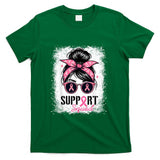 Support Squad Messy Bun Pink Warrior Breast Cancer Awareness T-Shirt_1