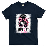 Support Squad Messy Bun Pink Warrior Breast Cancer Awareness T-Shirt_1