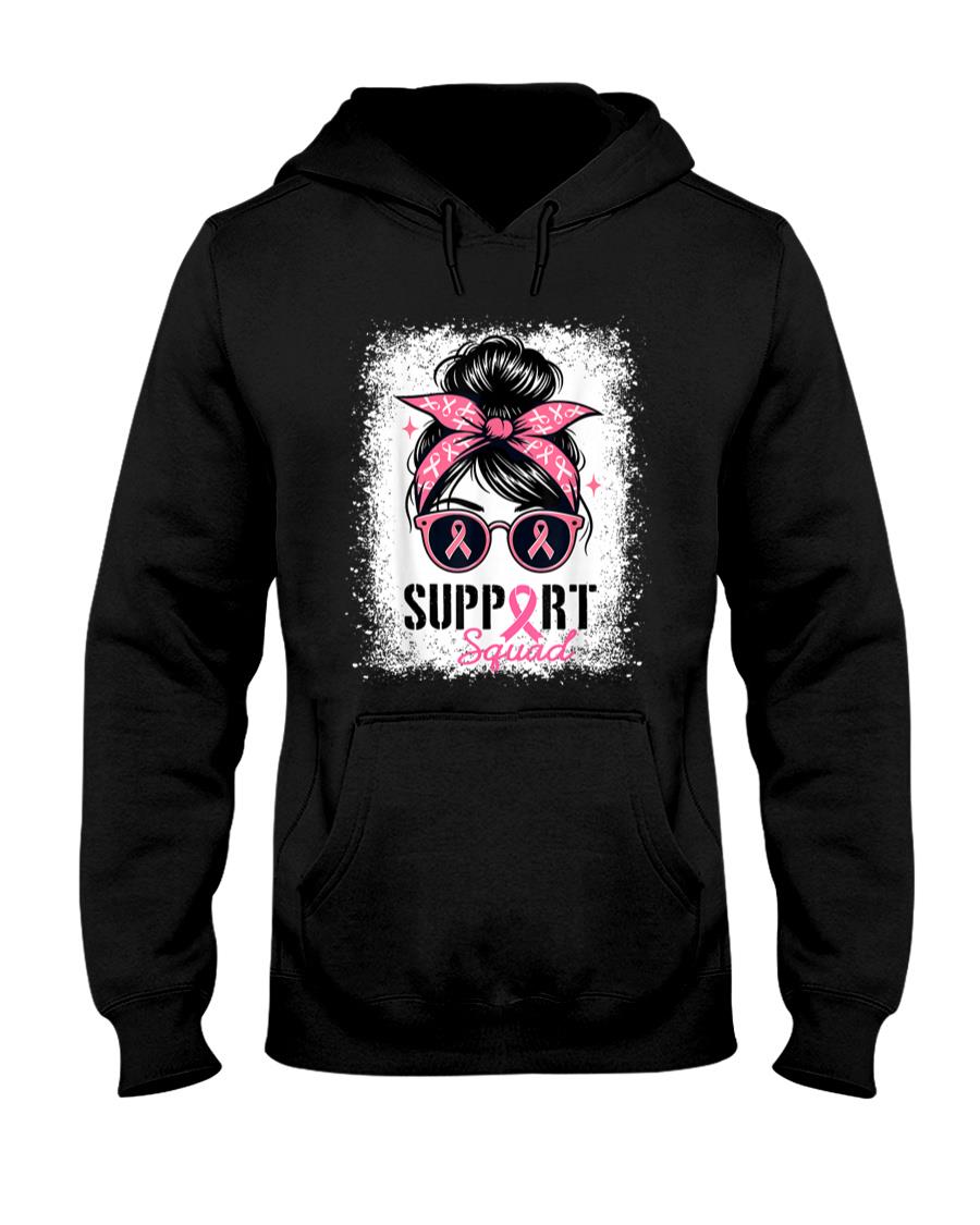 Support Squad Messy Bun Pink Warrior Breast Cancer Awareness T-Shirt_1