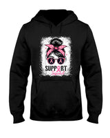 Support Squad Messy Bun Pink Warrior Breast Cancer Awareness T-Shirt_1