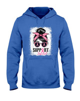 Support Squad Messy Bun Pink Warrior Breast Cancer Awareness T-Shirt_1
