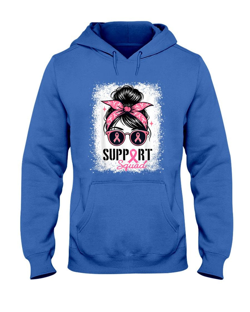 Support Squad Messy Bun Pink Warrior Breast Cancer Awareness T-Shirt_1