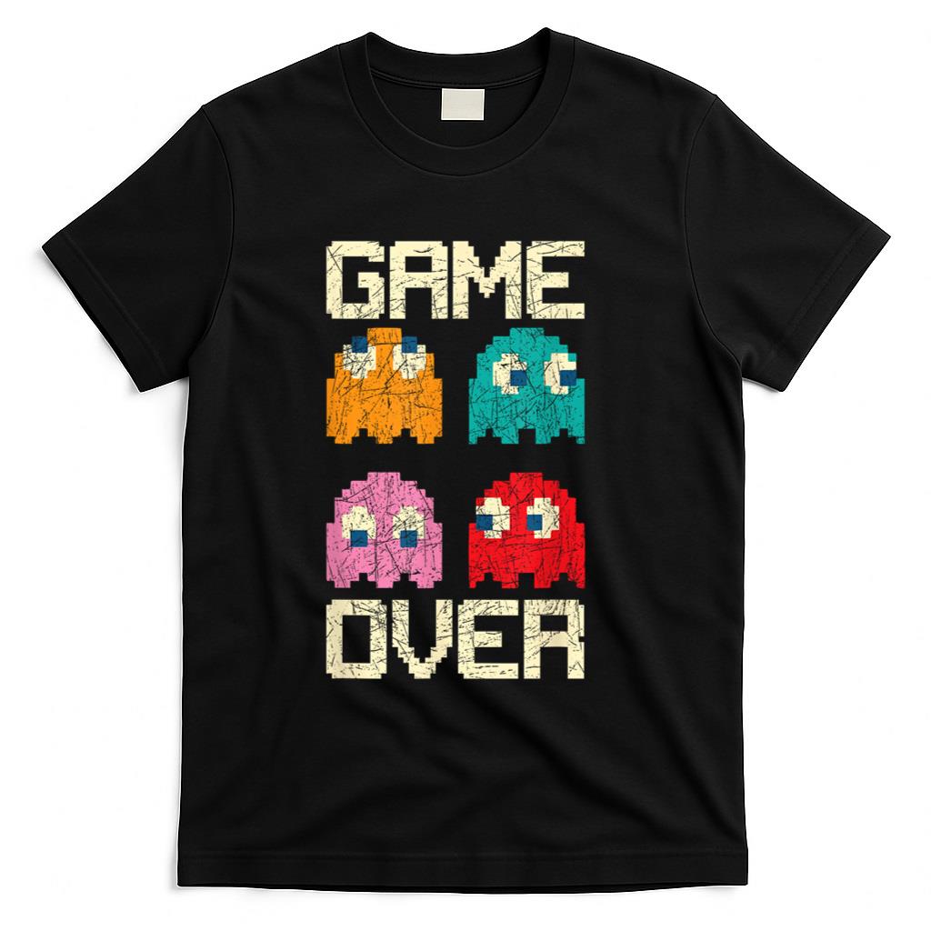 Retro Nostalgia - Vintage Game Over 80s Nostalgia Retro Arcade Ghost Old Gamer T-Shirt