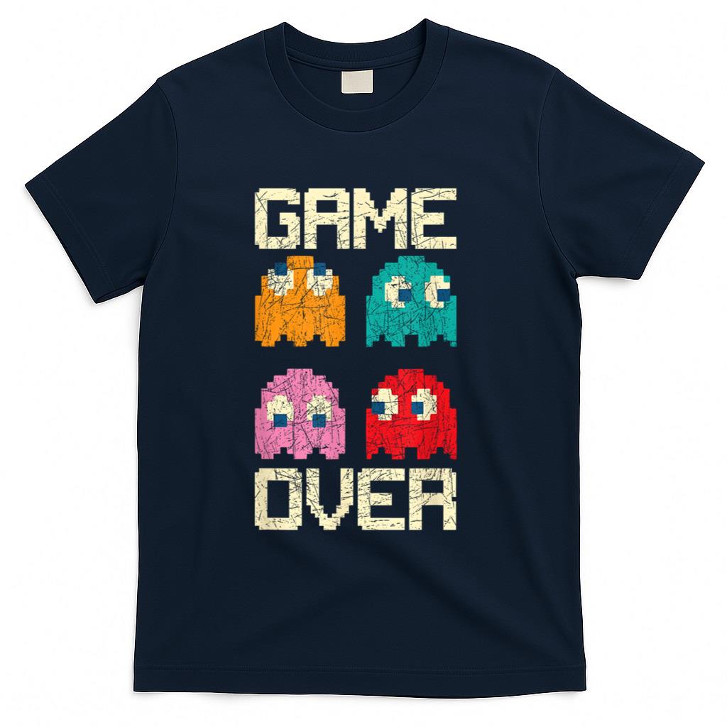 Retro Nostalgia - Vintage Game Over 80s Nostalgia Retro Arcade Ghost Old Gamer T-Shirt