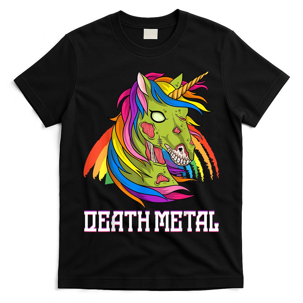 Death Metal Unicorn Magical Goth Genre Music Trick Or Treat T-Shirt