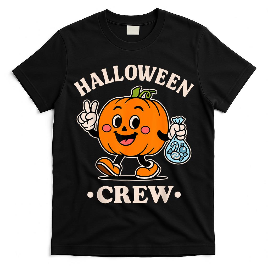 Halloween Crew Retro Pumpkin Trick or Treat T-Shirt