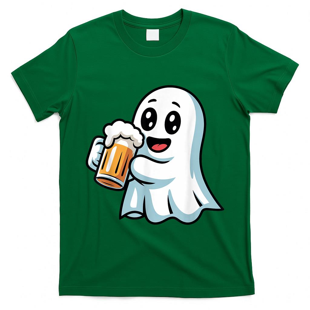 Halloween Boo Ghost Drinking Beer Kids Boys Trick or Treat T-Shirt