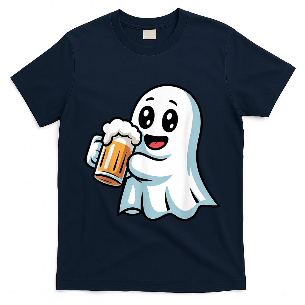 Halloween Boo Ghost Drinking Beer Kids Boys Trick or Treat T-Shirt
