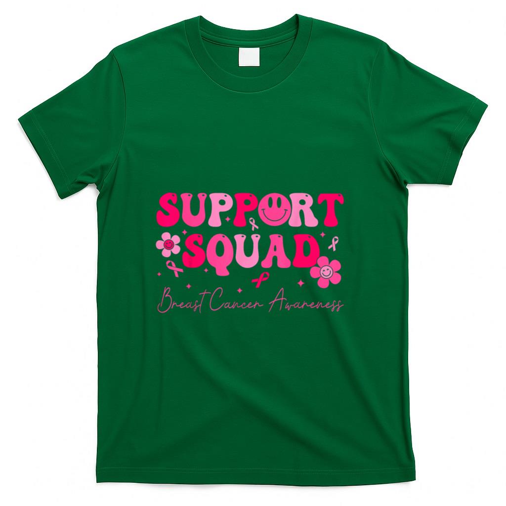 Retro Groovy Support Squad Breast Cancer Awareness T-Shirt