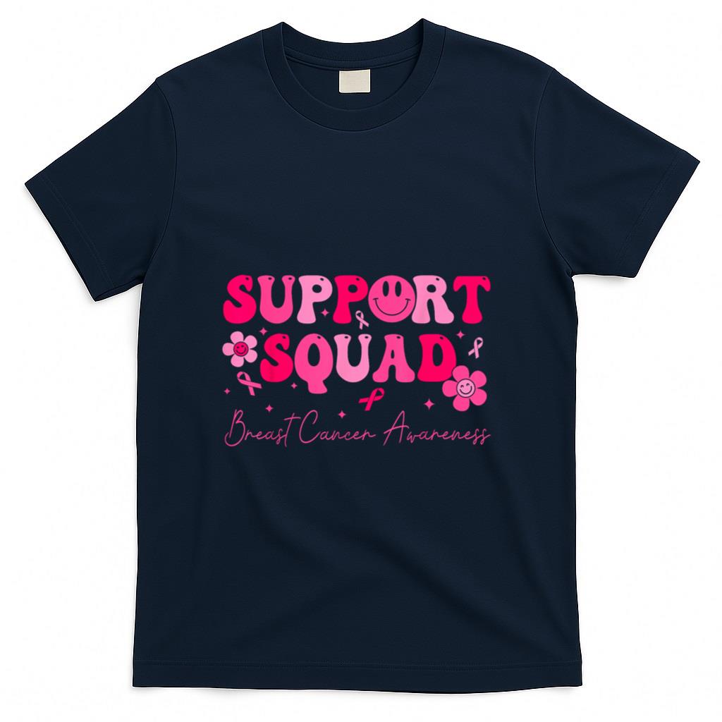 Retro Groovy Support Squad Breast Cancer Awareness T-Shirt