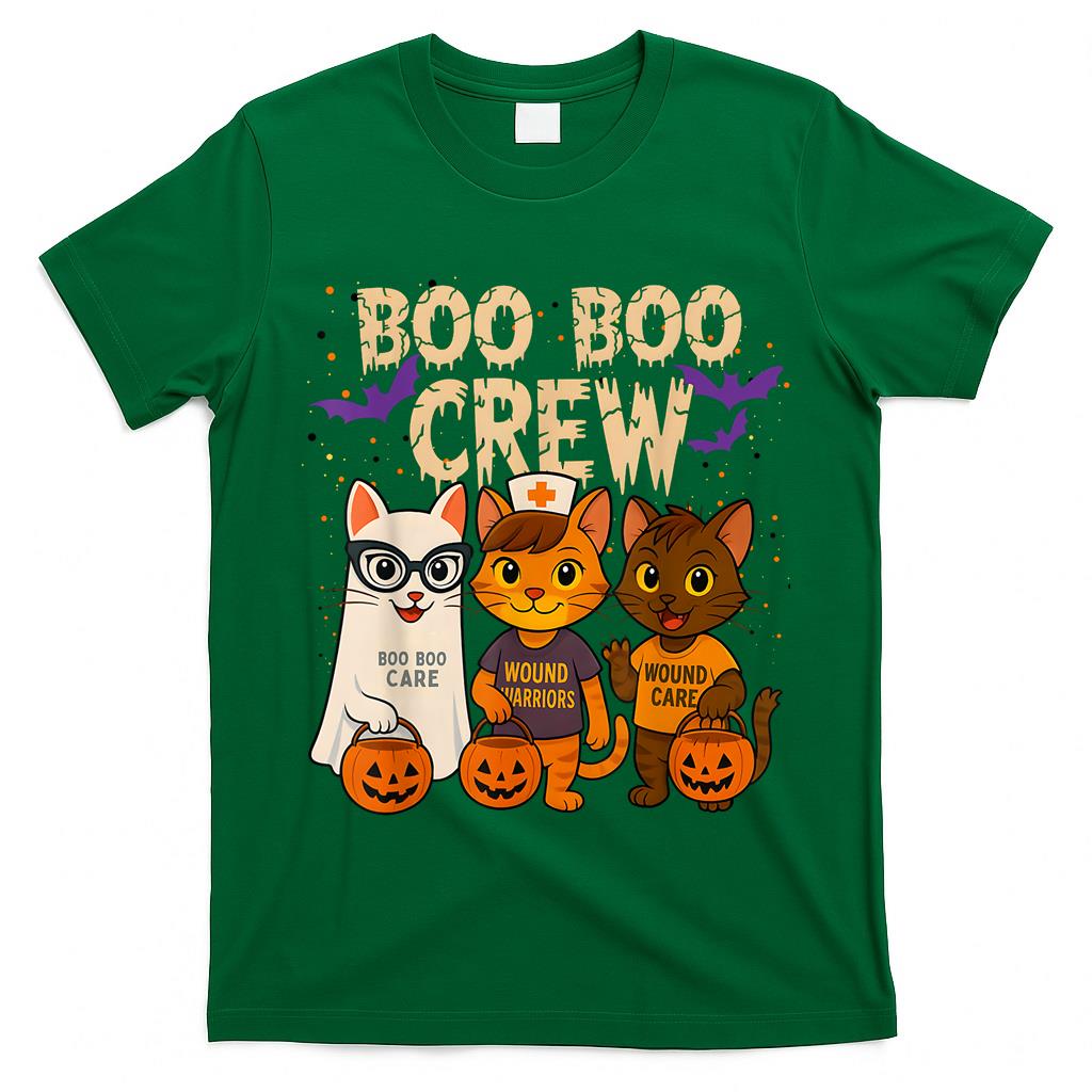 Wound Care Nurse Halloween Cats Boo Crew Trick or Treat Star T-Shirt