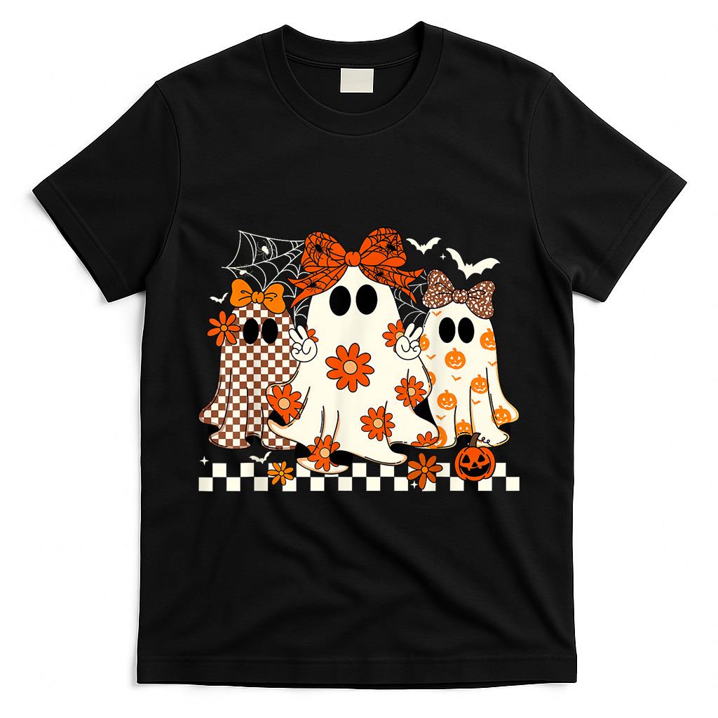 Spooky Season Halloween Flower Funny Ghost Trick Or Treat T-Shirt