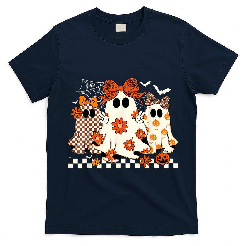 Spooky Season Halloween Flower Funny Ghost Trick Or Treat T-Shirt