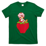 Retro Nostalgia - Womens Strawberry Shortcake Sitting On Strawberry Retro Nostalgia T-Shirt