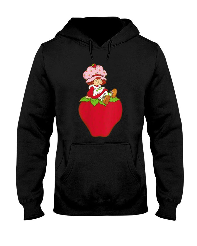 Retro Nostalgia - Womens Strawberry Shortcake Sitting On Strawberry Retro Nostalgia T-Shirt